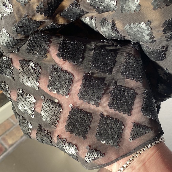 ALLSAINTS - sheer mesh s/s dress tunic w black lattice sequins on both sides - 8 - Picture 11 of 16